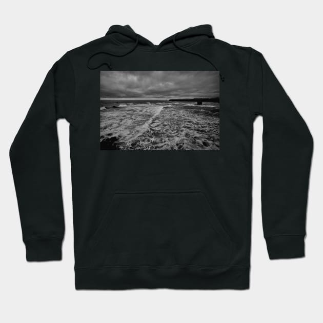 Collywell Bay storm - Monochrome Hoodie by Violaman